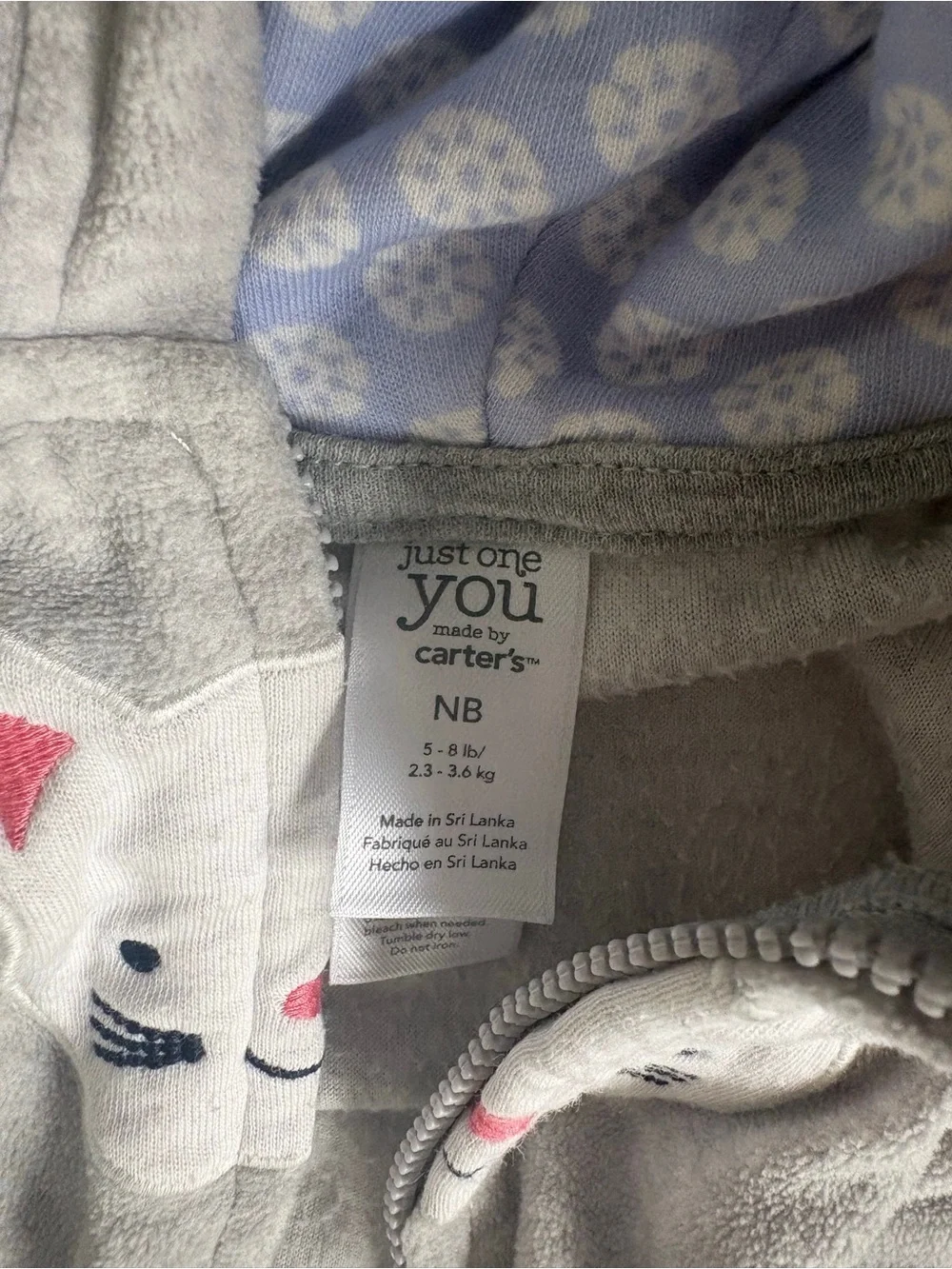 Gray Cat Hoodie and Light Blue Floral Leggings Kids Matching Set